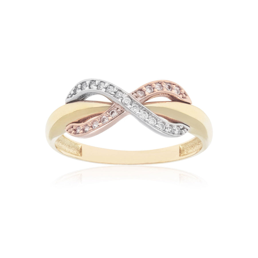 10KT Gold Tri Color Infinity Cubic Ring 034 Ring Bijoux Signé Luxo 5 