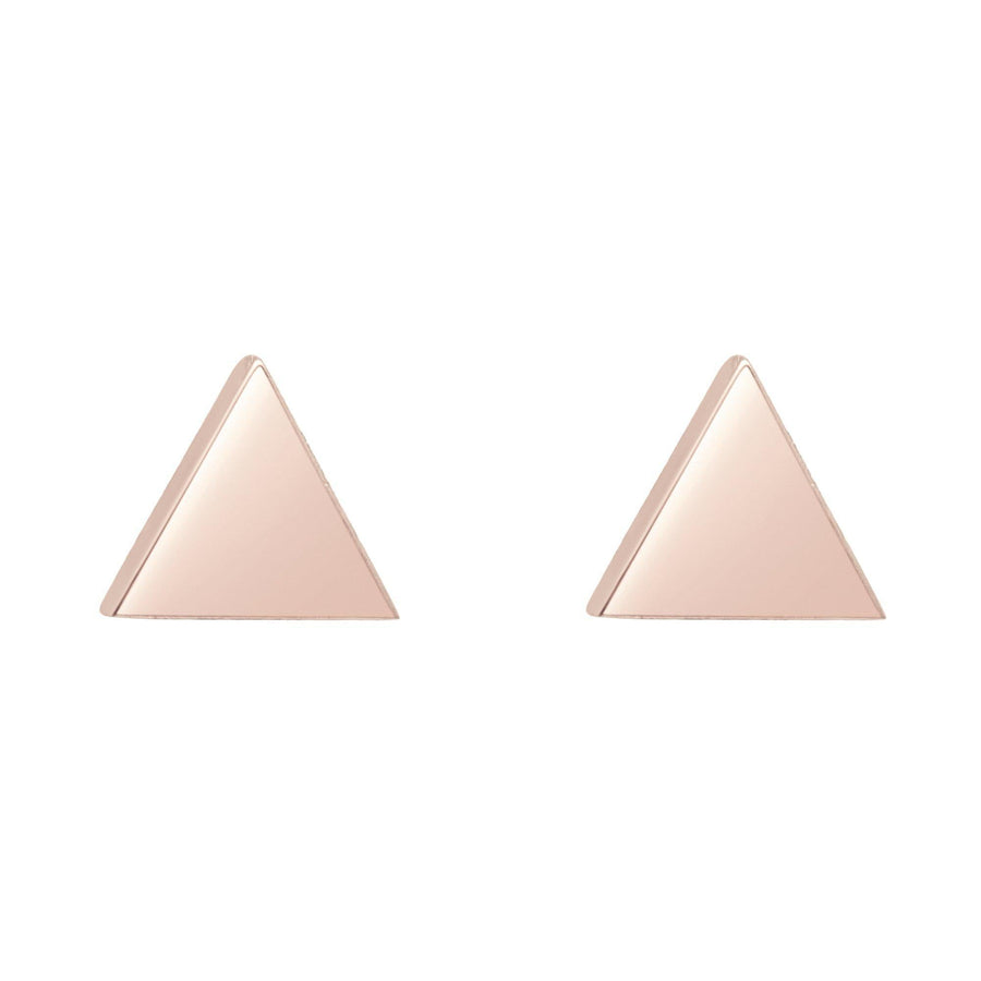10KT Gold Triangle Studs 003 Earrings Bijoux Signé Luxo Rose 