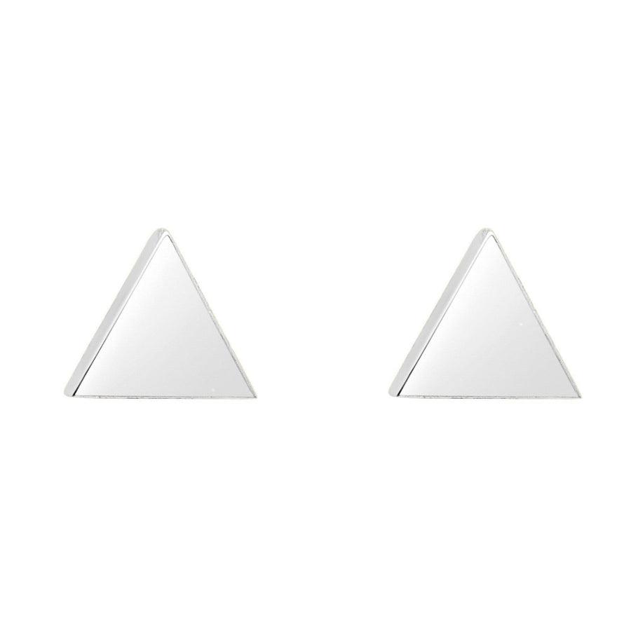 10KT Gold Triangle Studs 003 Earrings Bijoux Signé Luxo White 
