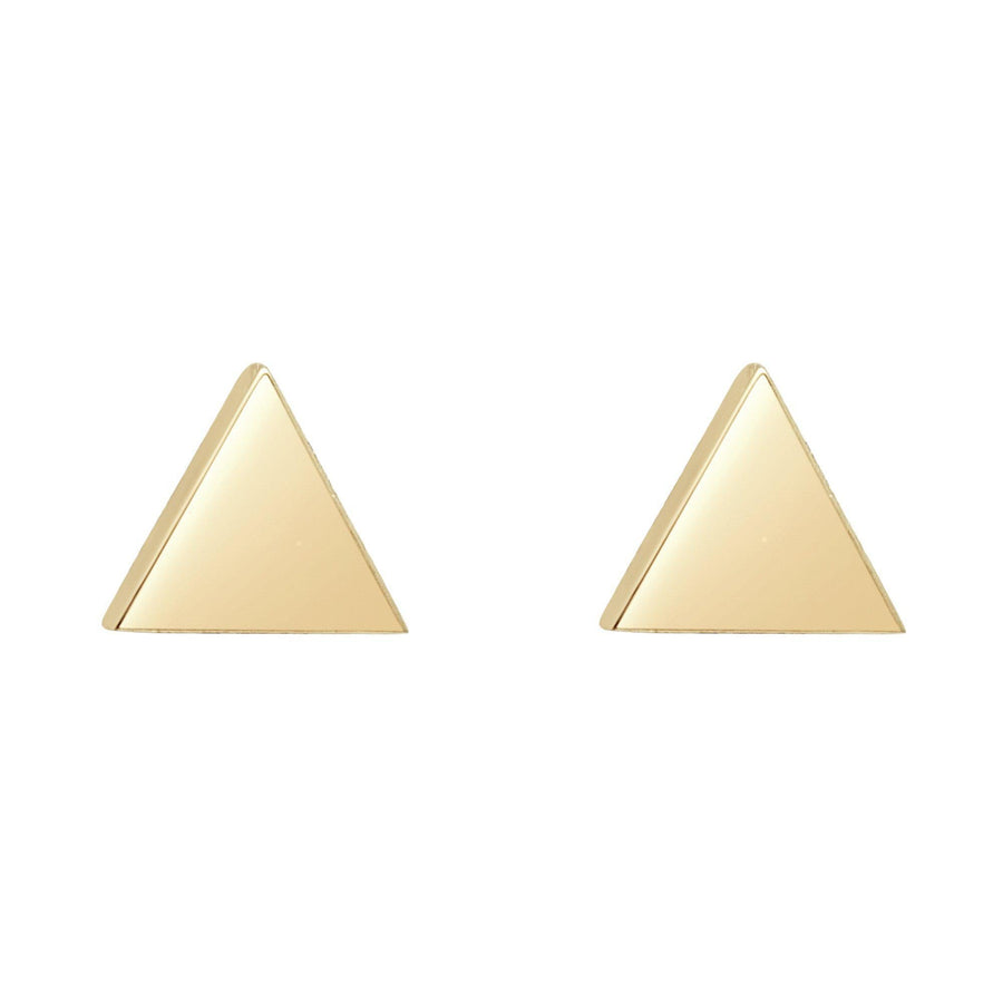 10KT Gold Triangle Studs 003 Earrings Bijoux Signé Luxo Yellow 