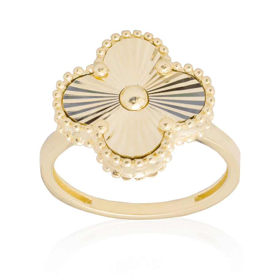 10KT Gold Vintage Clover Ring 124 Ring Bijoux Signé Luxo 