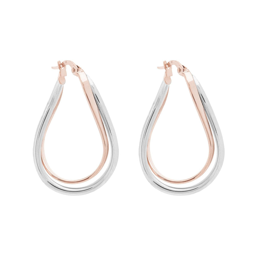 10KT Gold Zina Hoops 086 Earrings Bijoux Signé Luxo Pink/White 