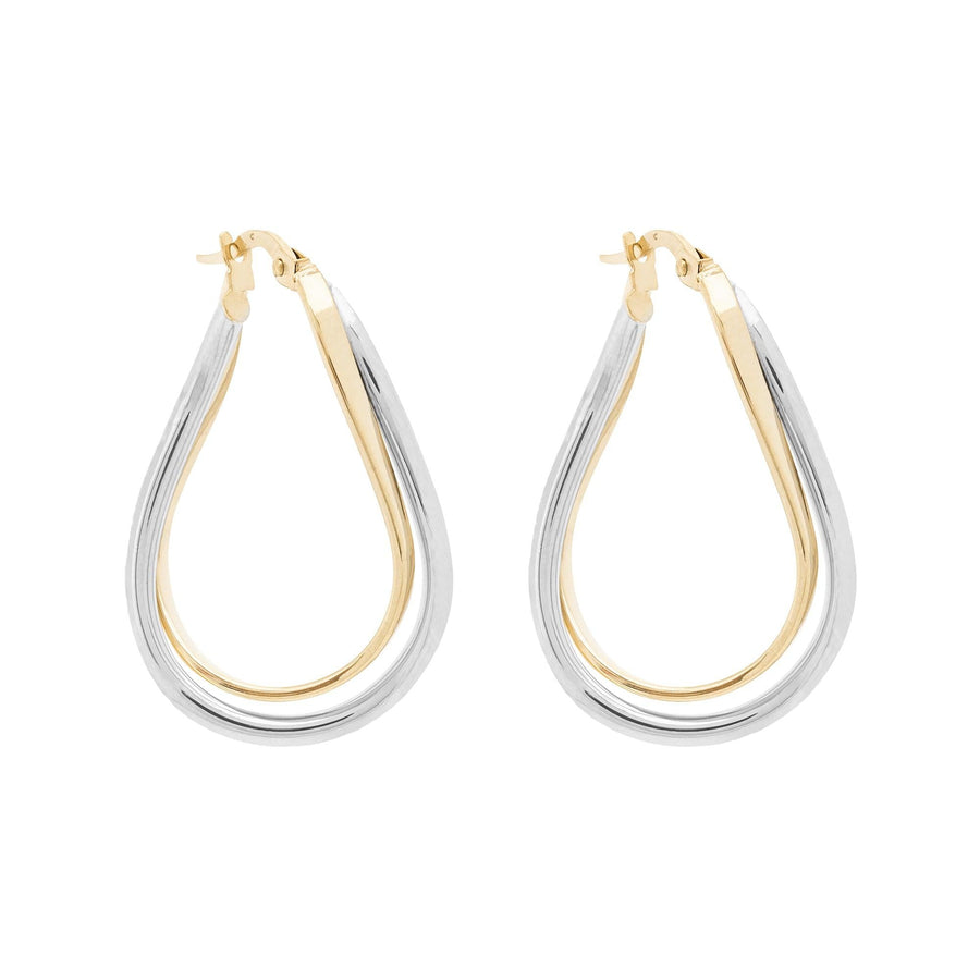 10KT Gold Zina Hoops 086 Earrings Bijoux Signé Luxo Yellow/White 