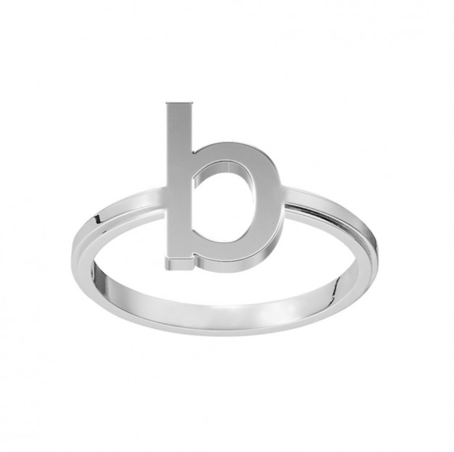 14KT Gold 10KT Gold Lowercase Initial Ring 001 Ring Bijoux Signé Luxo White 5 10KT