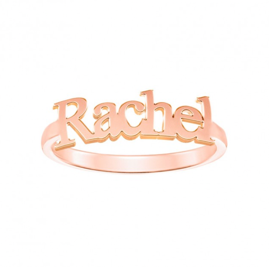 14KT Gold 10KT Gold Personalized Name Ring 005 Ring Bijoux Signé Luxo Pink 5 10KT