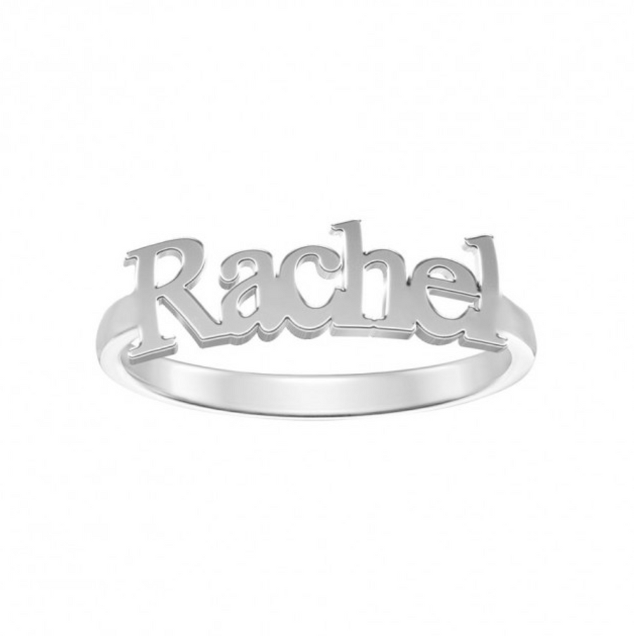14KT Gold 10KT Gold Personalized Name Ring 005 Ring Bijoux Signé Luxo White 5 10KT