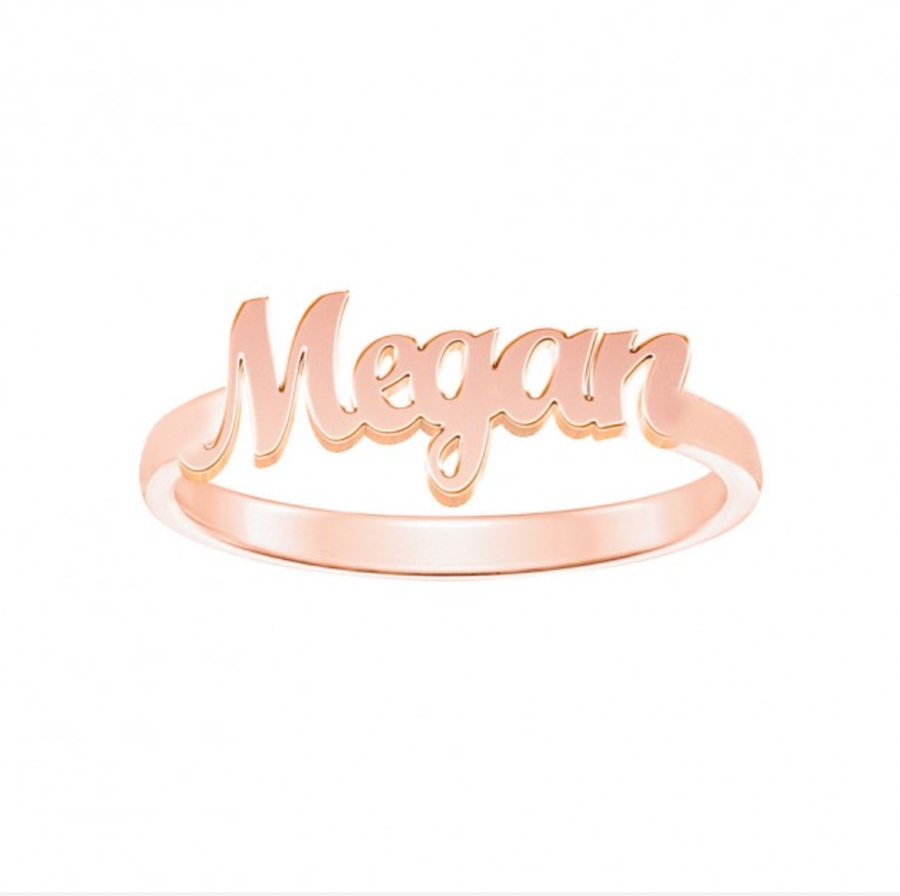 14KT Gold 10KT Gold Personalized Name Ring 006 Ring Bijoux Signé Luxo Pink 5 10KT