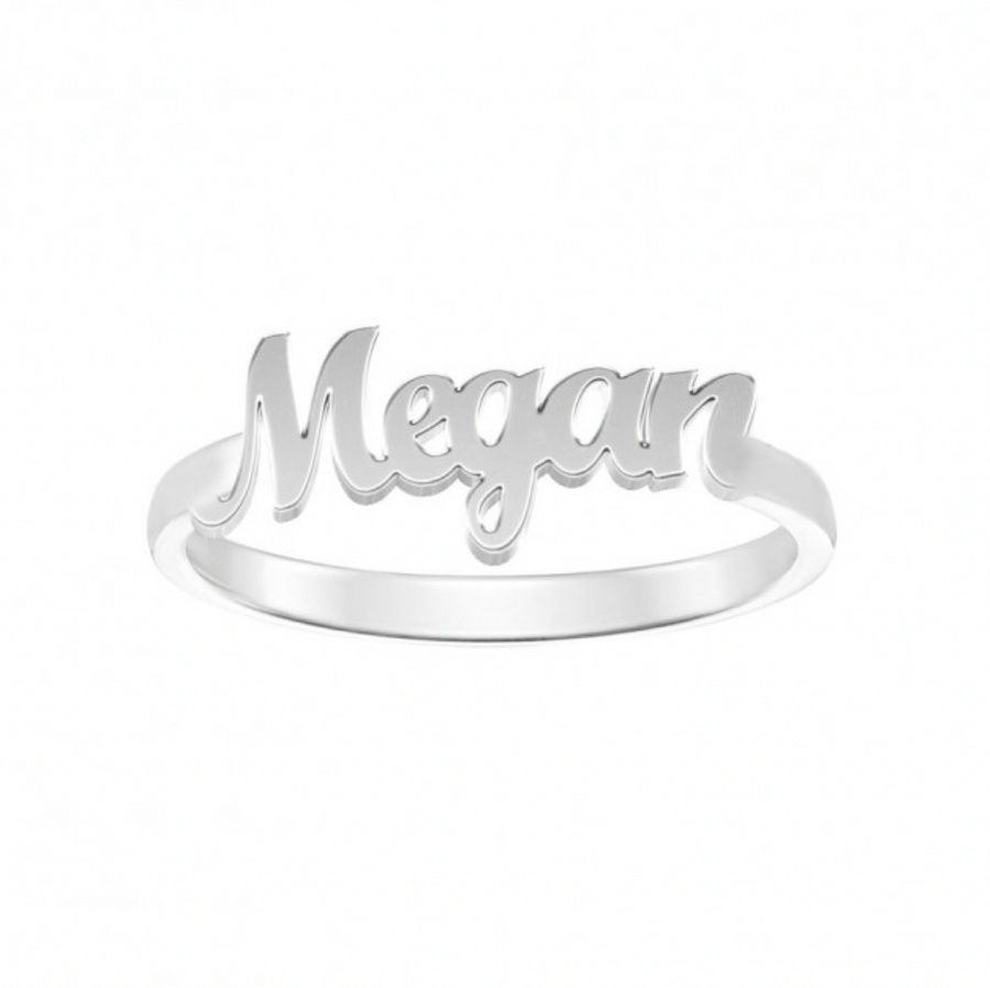 Heart Shape Gold Plated Custom Name Ring for Women