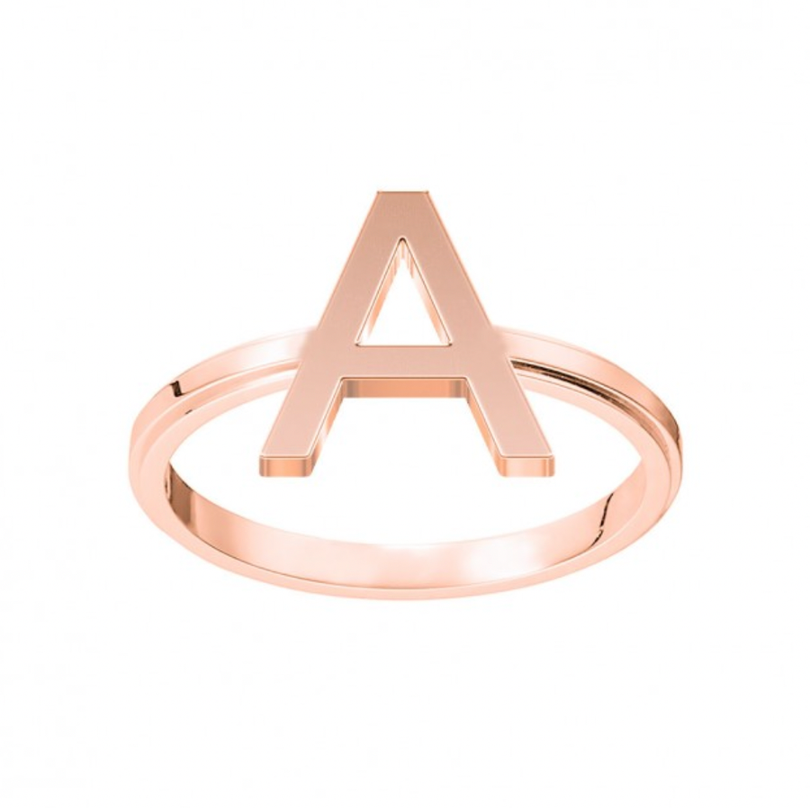 14KT Gold 10KT Gold Uppercase Initial Ring 003 Ring Bijoux Signé Luxo Pink 5 10KT