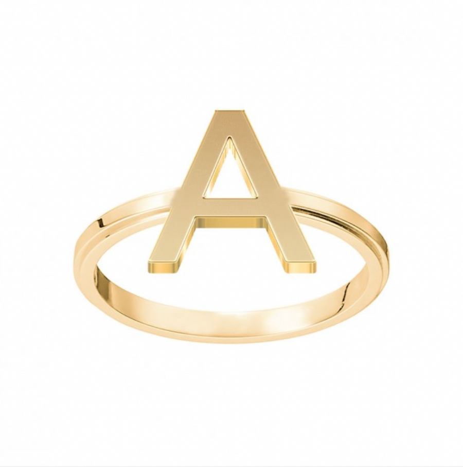 14KT Gold 10KT Gold Uppercase Initial Ring 003 Ring Bijoux Signé Luxo Yellow 5 10KT