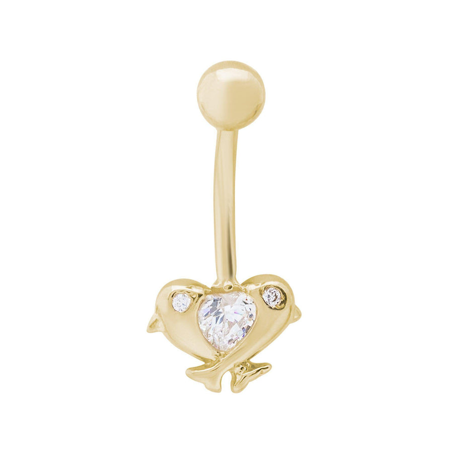 14KT Gold Double Dolphin Belly Button Ring 016 Body Bijoux Signé Luxo 
