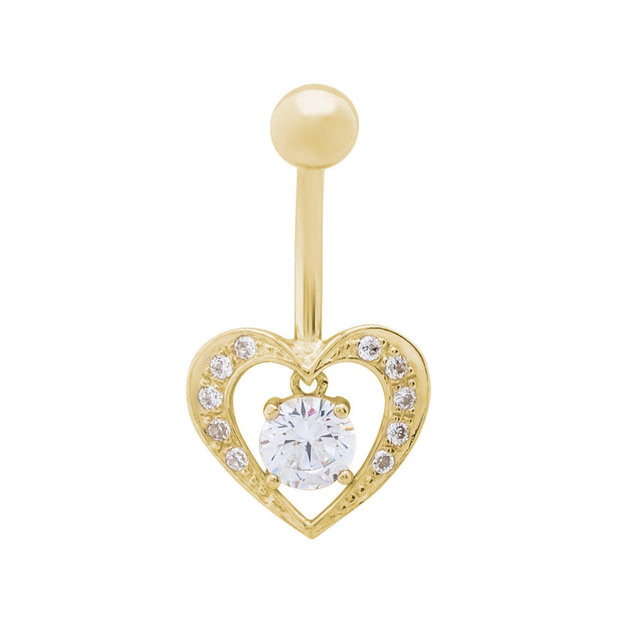 14KT Gold Heart Belly Button Ring 003 Body Bijoux Signé Luxo 