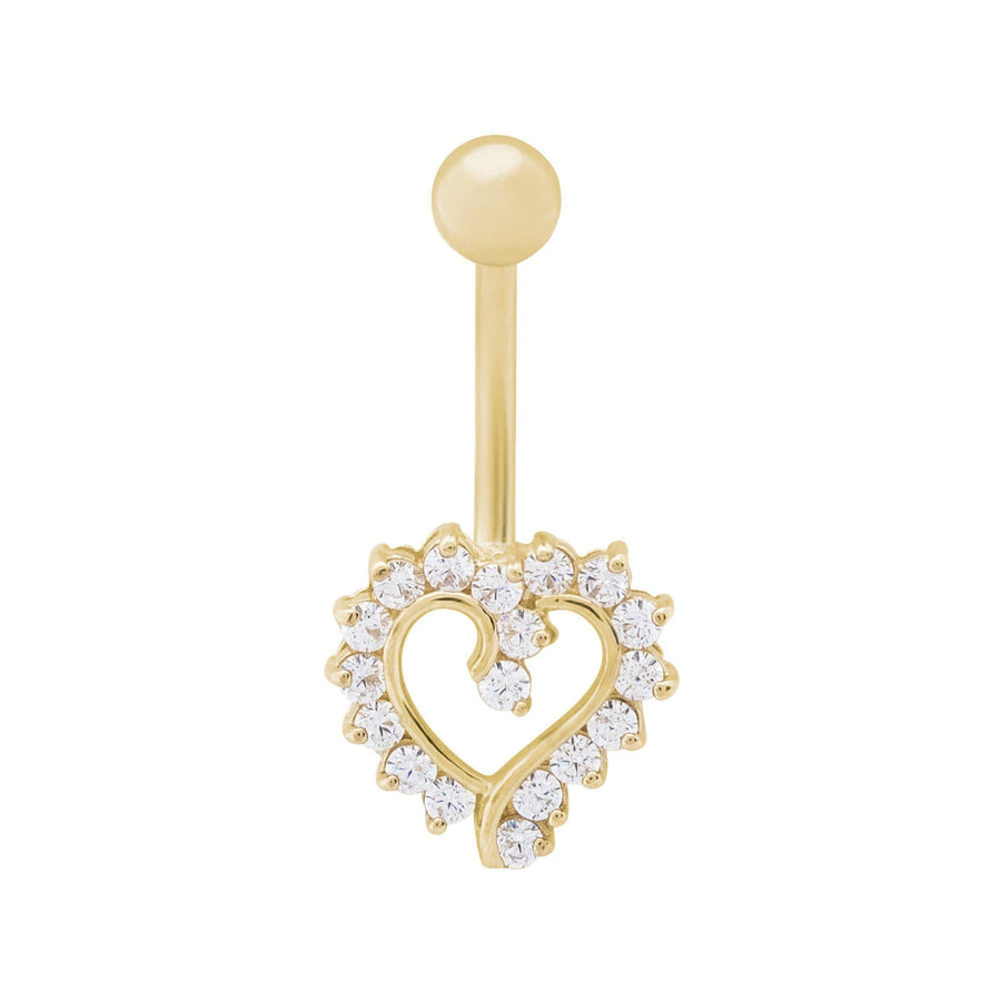 14KT Gold Heart Belly Button Ring 012 Body Bijoux Signé Luxo 