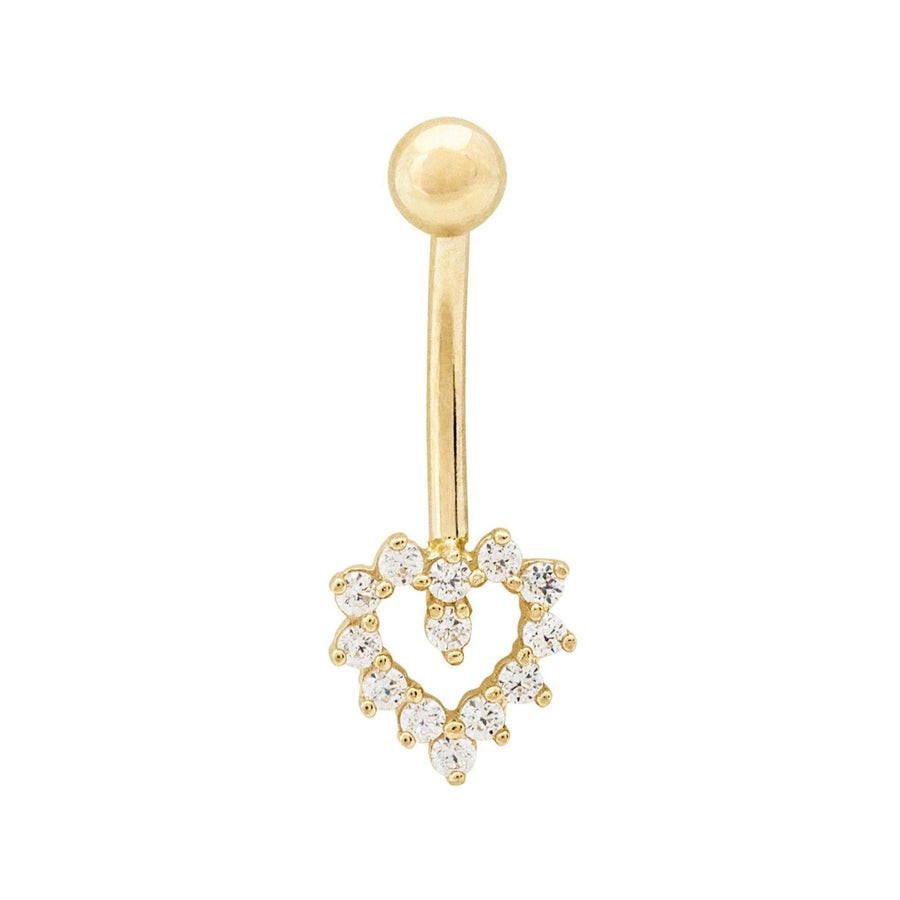 14KT Gold Heart Belly Button Ring 019 Body Bijoux Signé Luxo Yellow 