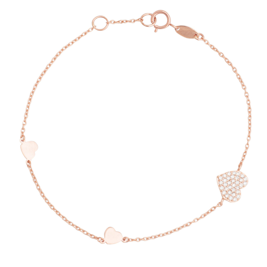 14KT Heart Diamond Bracelet Bracelet Bijoux Luxo Pink 