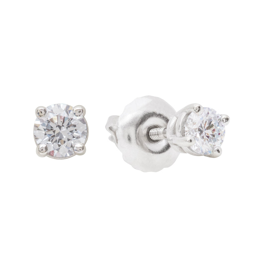 14KT Round Brilliant Diamond Stud Earrings Bijoux Luxo 